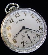 12 size open face dress pocket watch, Illinois Benjamin Franklin model